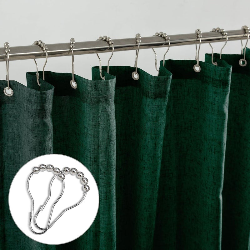 KOUFALL Dark Green Waterproof Linen Fabric Shower Curtain for Bathroom 48x72 Inches Long - Image 4